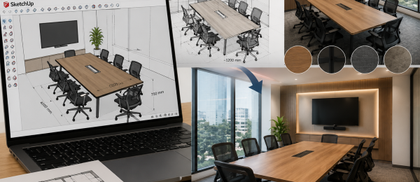 Bàn Họp SketchUp - Từ Bản Vẽ 3D Đến Không Gian Cộng Tác Được Thiết Kế Cho Con Người